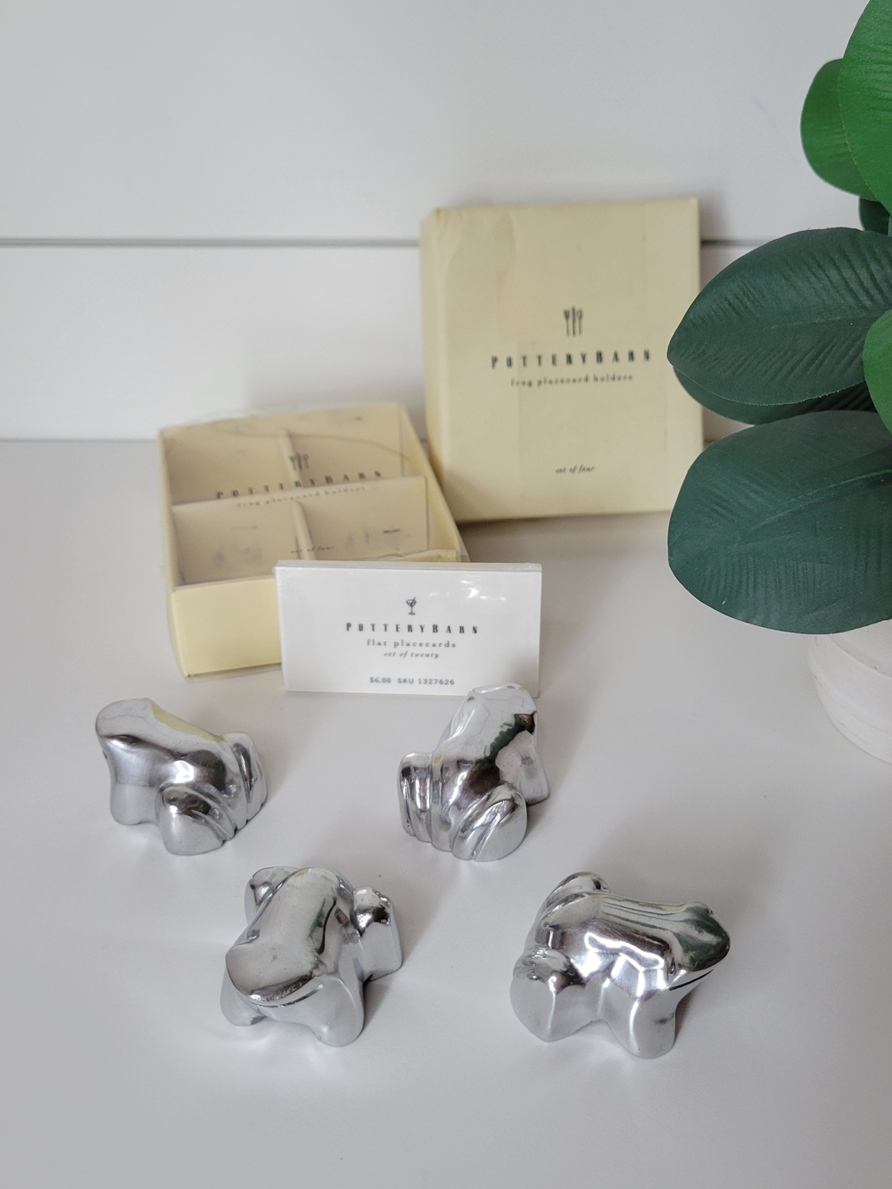 Pottery Barn Silver Frog Placecard Holders- Set of 4